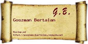 Goszman Bertalan névjegykártya